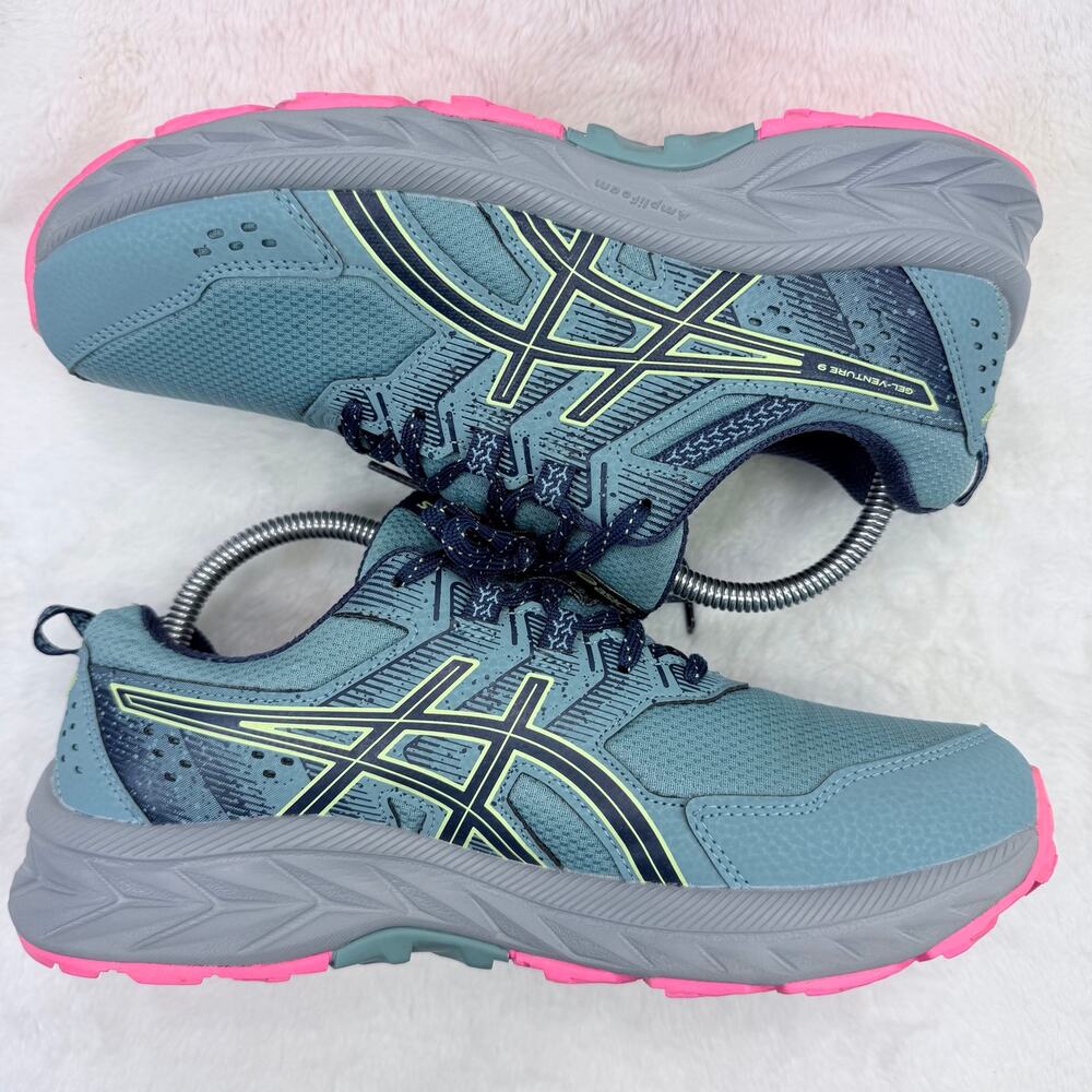 ASICS Gel Venture 9 Womens Running Shoes Gray Blue Pink Size 9 Wide D Trail - Picture 5 of 10